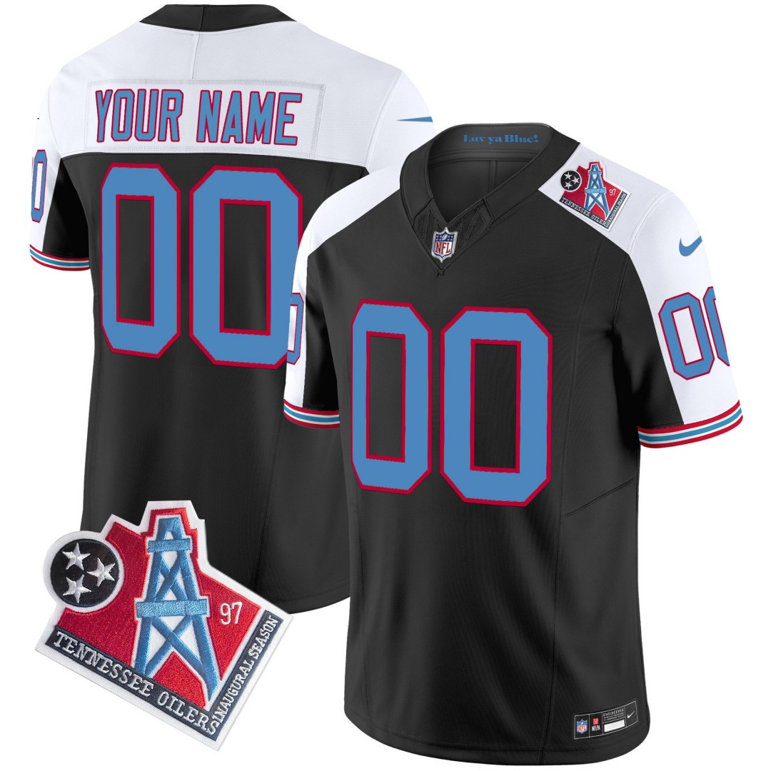 Titans Tennessee 1997 Throwback Patch Vapor Limited Custom Stitched Football Jersey Black Alternate
