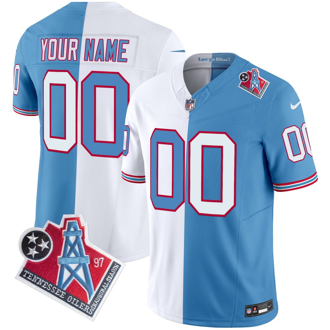 Titans Tennessee 1997 Throwback Patch Vapor Limited Custom Stitched Football Jersey Split