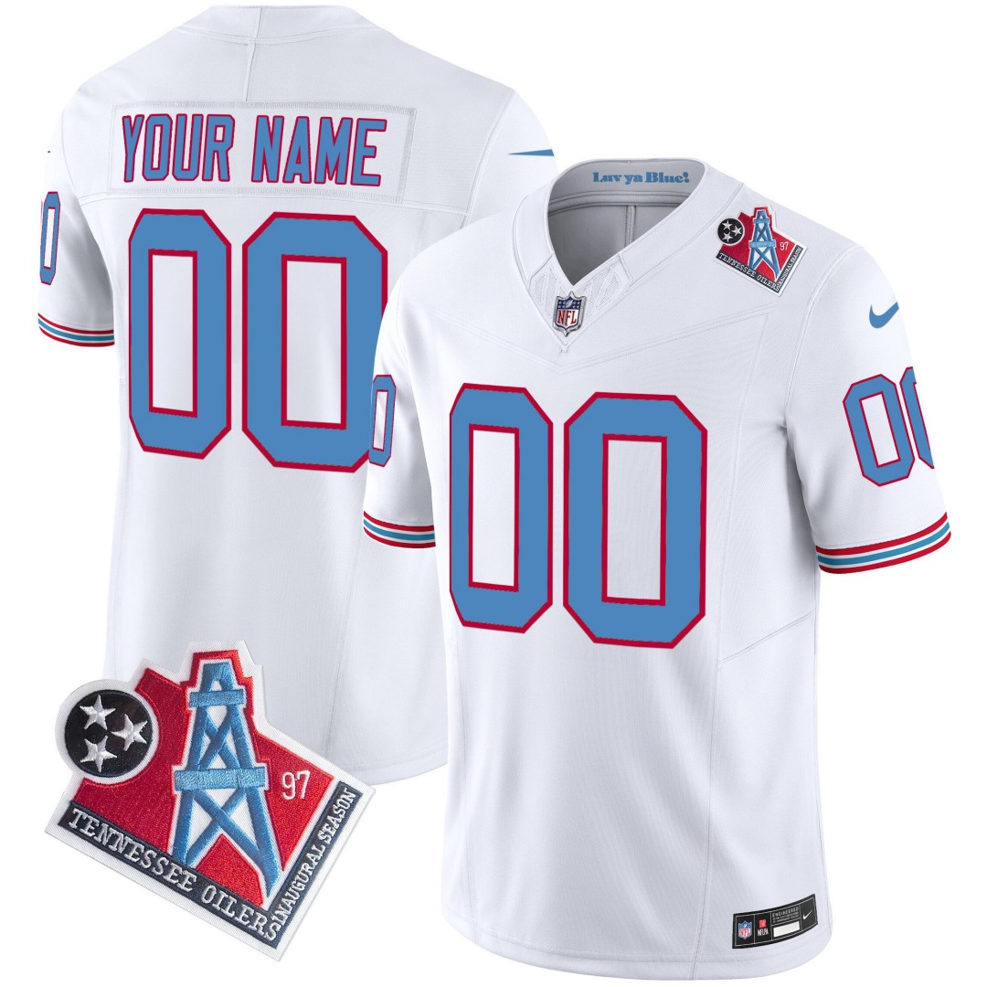 Titans Tennessee 1997 Throwback Patch Vapor Limited Custom Stitched Football Jersey White