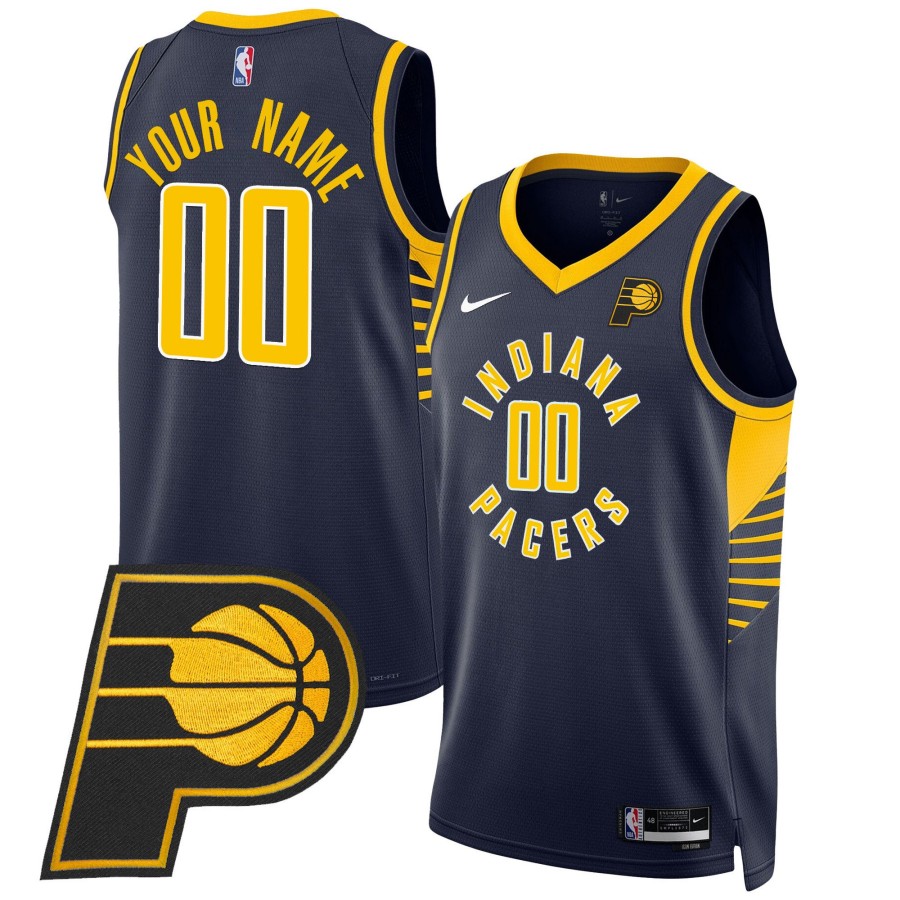 Indiana Pacers Custom Swingman Icon Navy Stitched Basketball Jersey