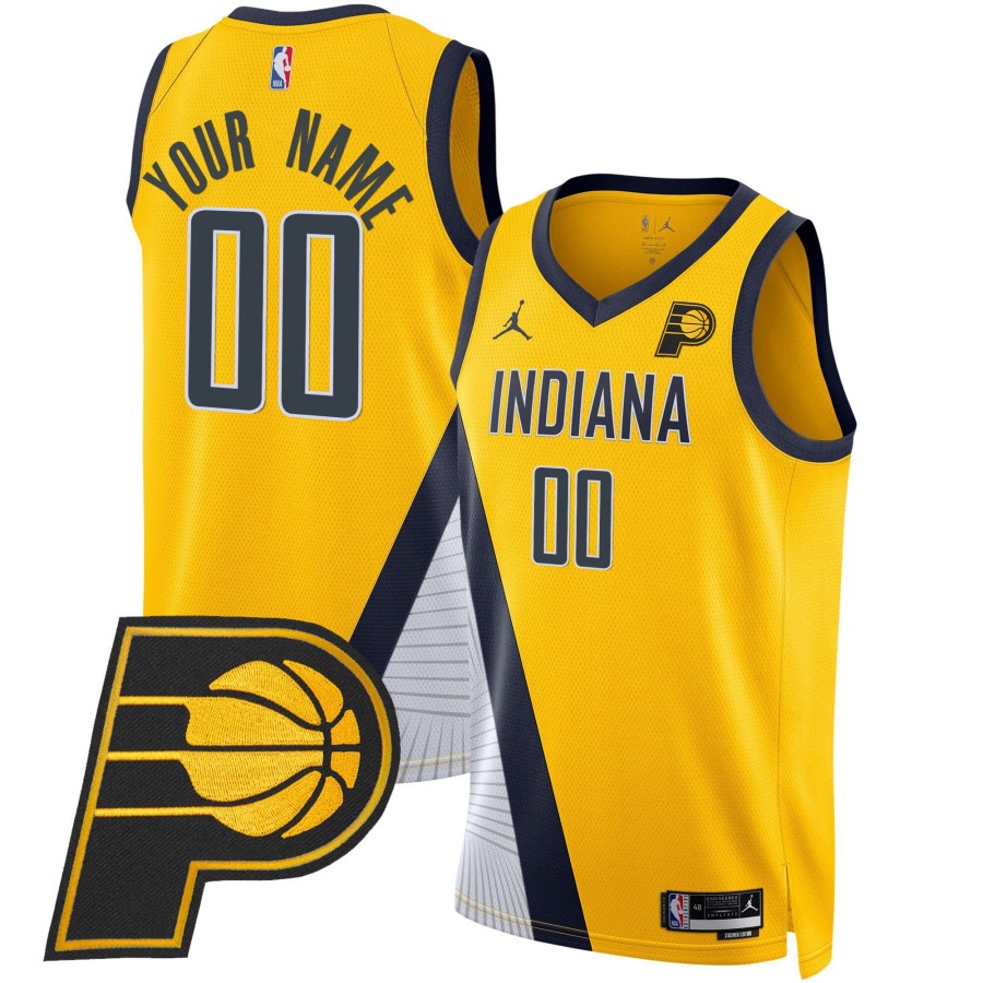 Indiana Pacers Custom Swingman Statement Yellow Stitched Basketball Jersey