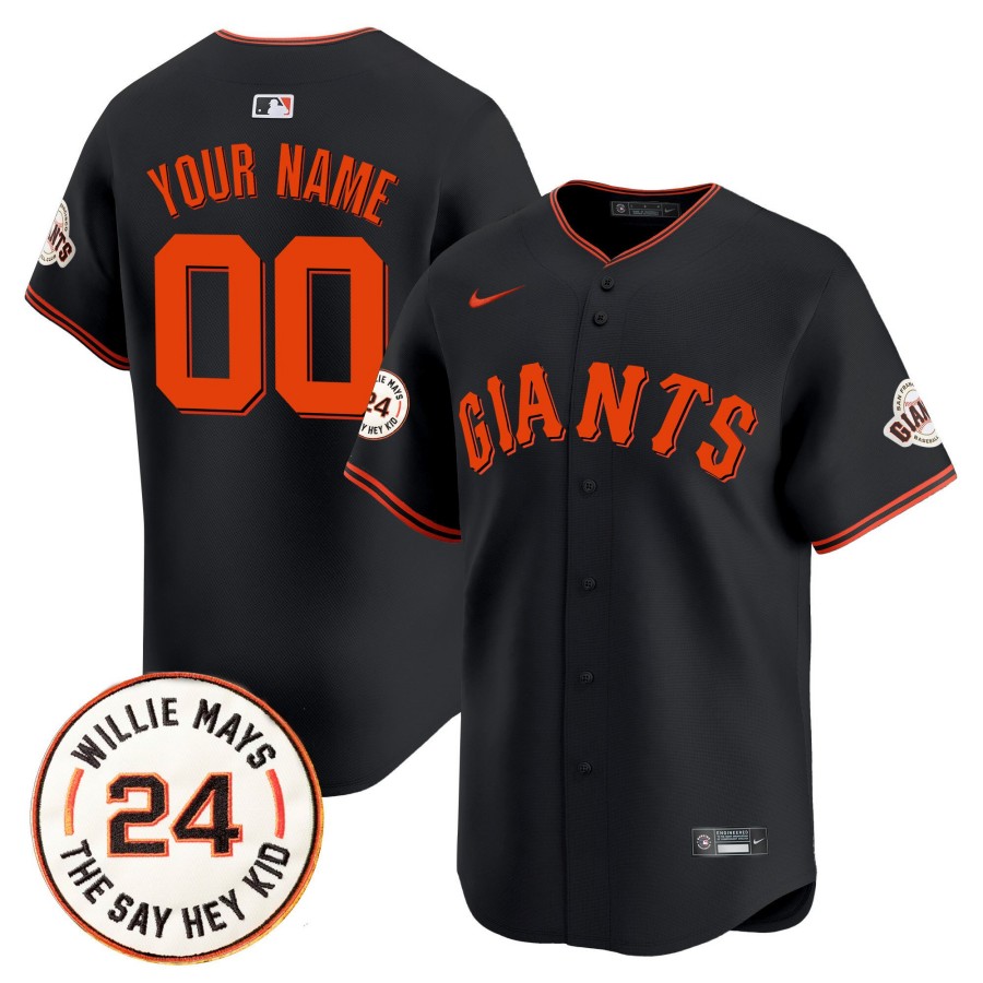 San Francisco Giants 2025 Black Willie Mays Patch Vapor Premier Limited Custom Jersey - All Stitched