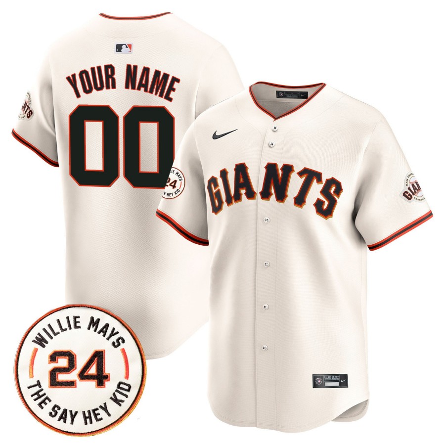 San Francisco Giants 2025 Cream Willie Mays Patch Vapor Premier Limited Custom Jersey - All Stitched