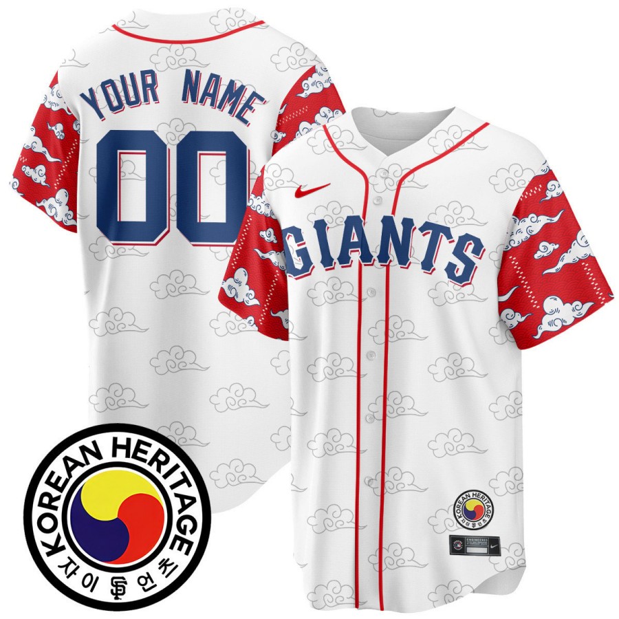 San Francisco Giants Korean Heritage Nike White Custom Cool Base Stitched Baseball Jersey
