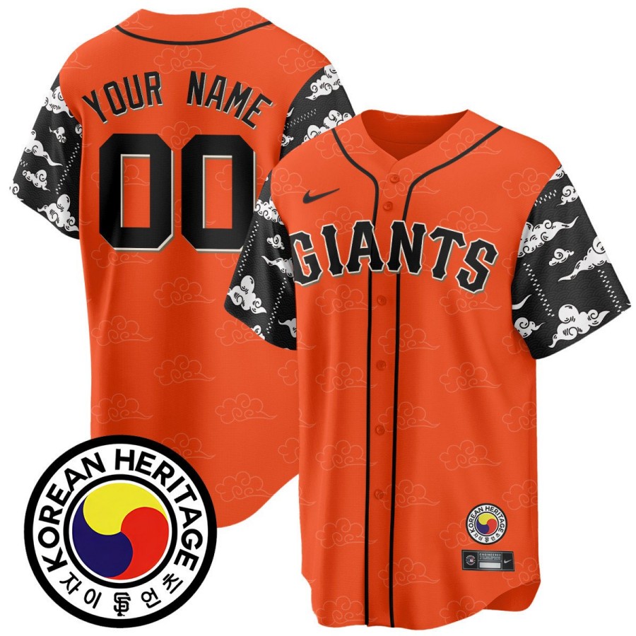 San Francisco Giants Korean Heritage Nike Orange Custom Cool Base Stitched Baseball Jersey