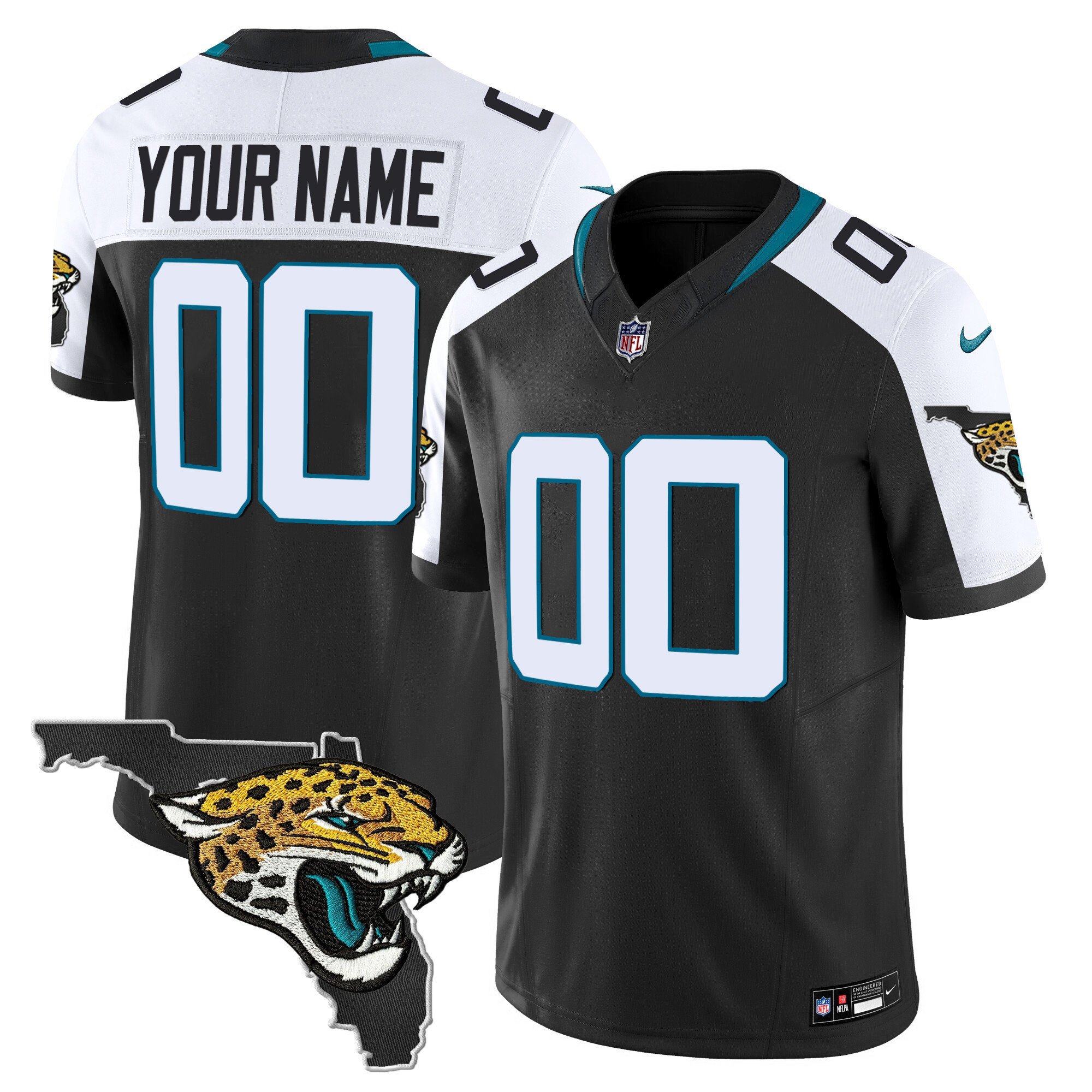 Jacksonville Jaguars Florida Patch F.U.S.E. Vapor Limited Custom Stitched Football Jersey Black Alternate