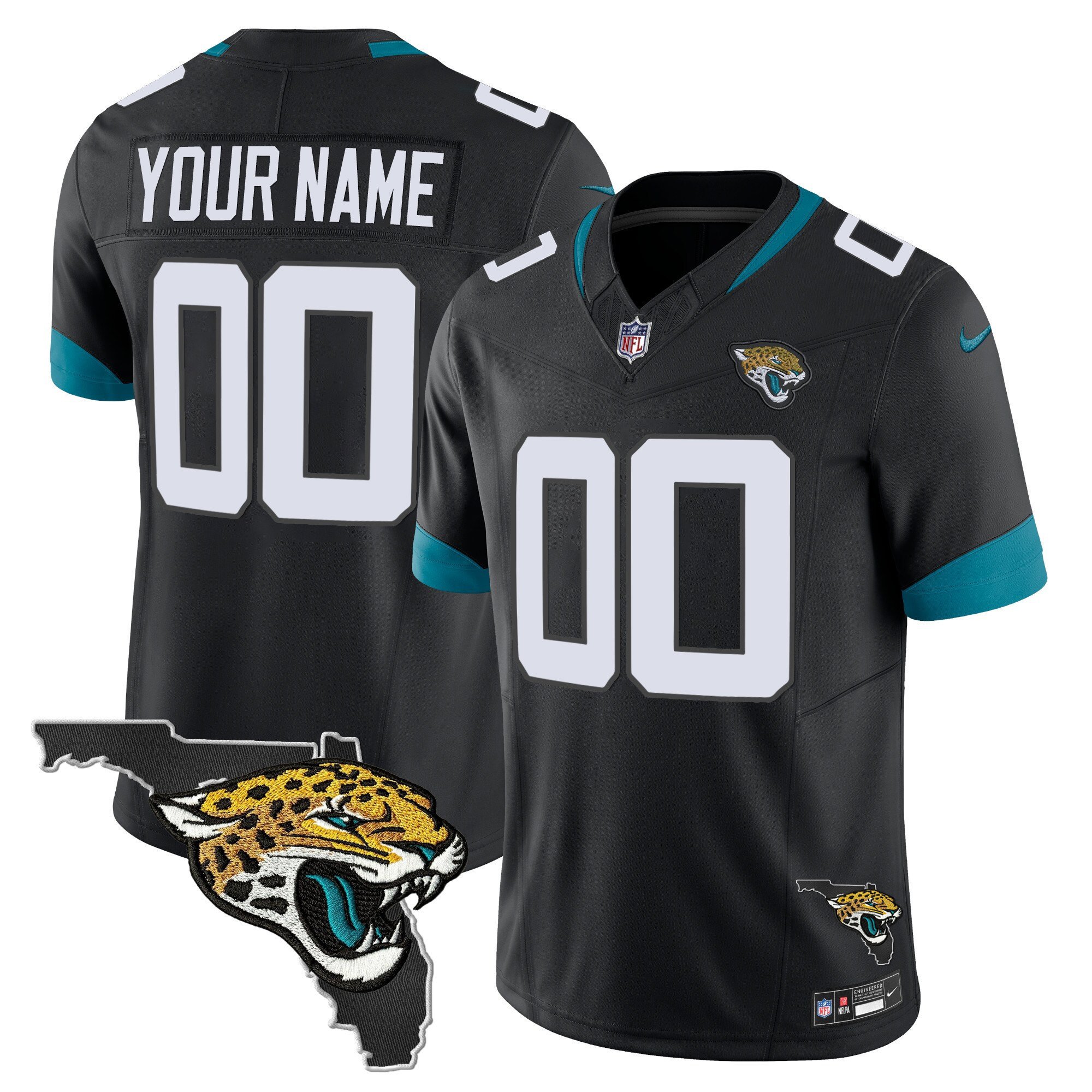 Jacksonville Jaguars Black Florida Patch F.U.S.E. Vapor Limited Custom Stitched Football Jersey