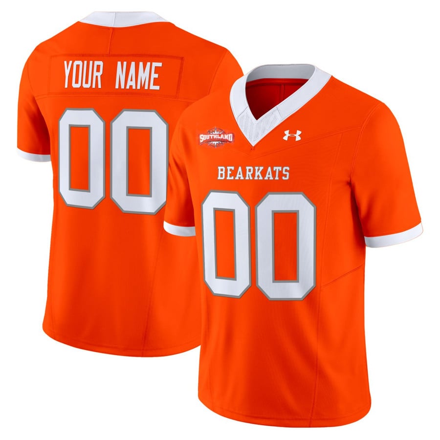 Sam Houston State Bearkats Custom Orange Southland Conference football Stitched Jersey