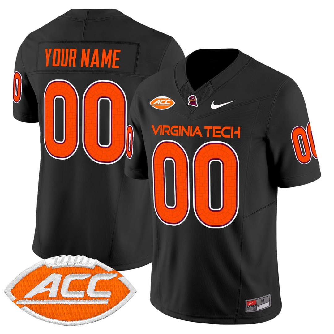 Virginia Tech Hokies Football Nike Black Custom Jersey - All Stitched