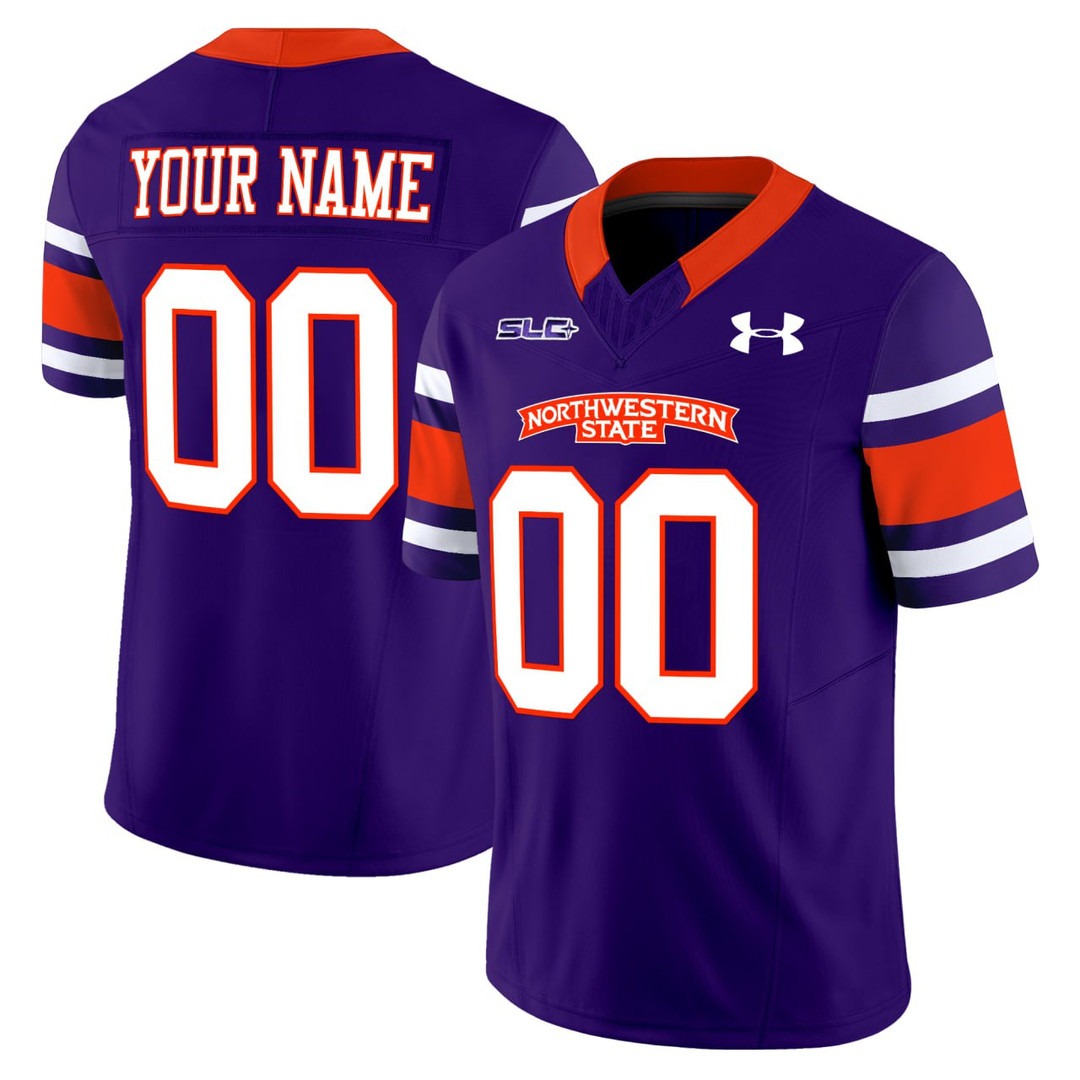 Northwestern State Demons football Purple SLC Custom Jersey - All Stitched