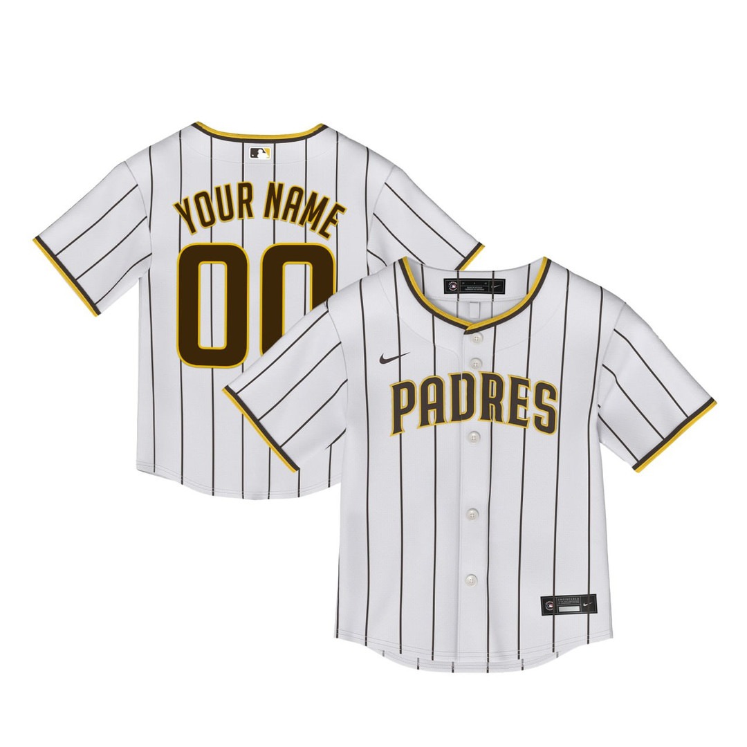 Toddler's San Diego Padres White Pinstripe Vapor Premier Limited Custom Jersey - All Stitched
