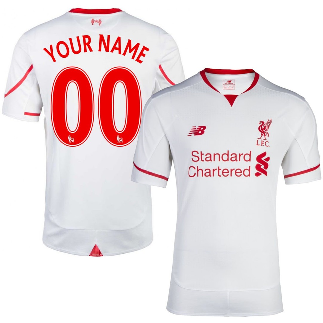 Liverpool FC 2015-16 Away White Custom Jersey - Printed