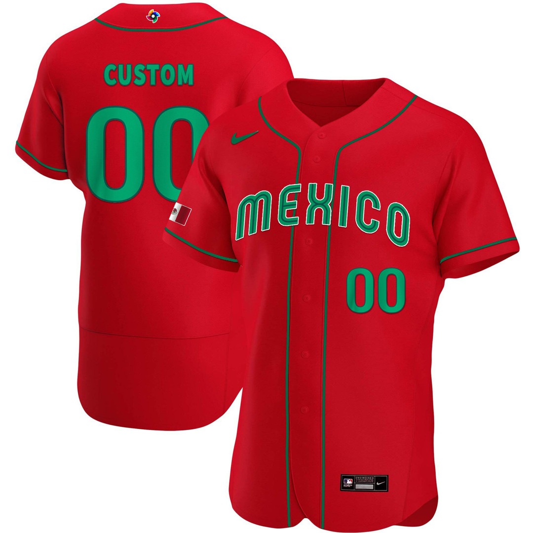 Mexico 2023 World Baseball Red Flex Base Custom Jersey - All Stitched Mexico 2023 World Baseball Red Flex Base Custom Jersey - All Stitched
