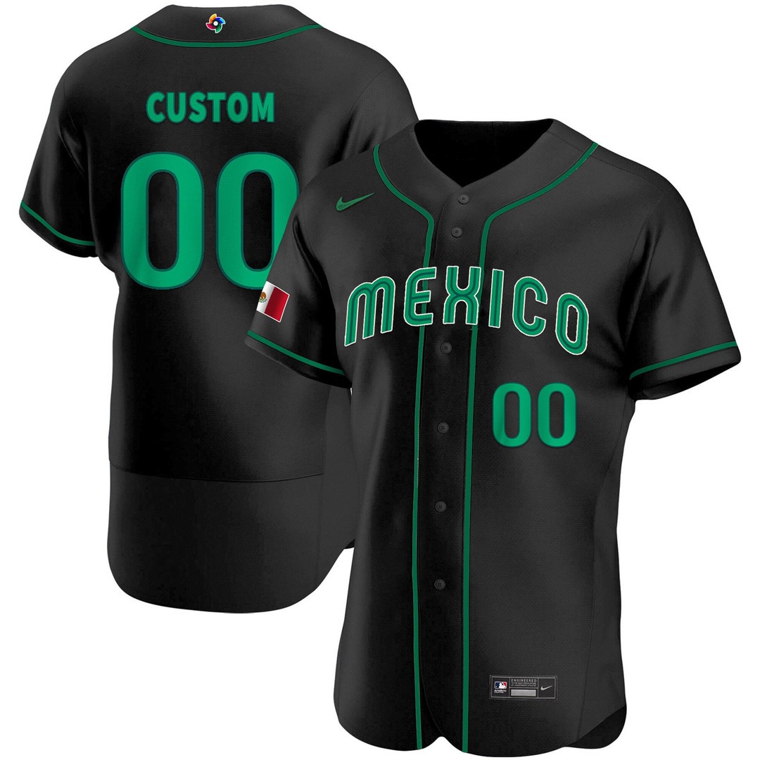 Mexico 2023 World Baseball Black Flex Base Custom Jersey - All Stitched Mexico 2023 World Baseball Black Flex Base Custom Jersey - All Stitched