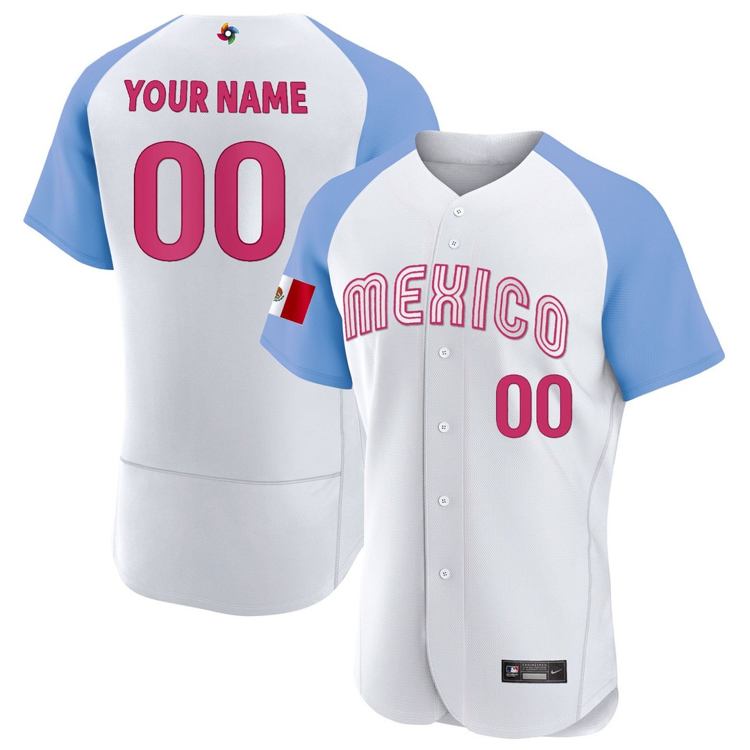 Mexico 2023 World Baseball Flex Base Custom Jersey White Alternate - All Stitched Mexico 2023 World Baseball Flex Base Custom Jersey White Alternate - All Stitched