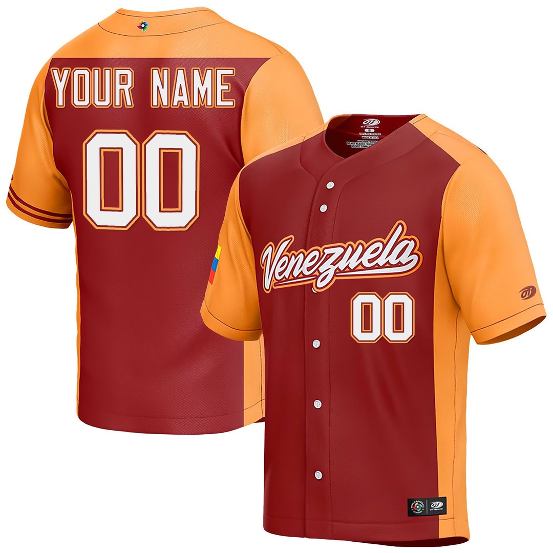 Venezuela 2023 World Baseball Classic Custom Jersey Burgundy - All Stitched Venezuela 2023 World Baseball Classic Custom Jersey Burgundy - All Stitched