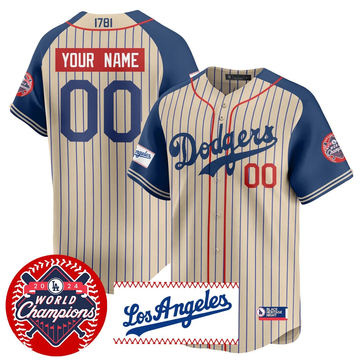 Los Angeles Dodgers Black Heritage Night Custom Jersey - All Stitched