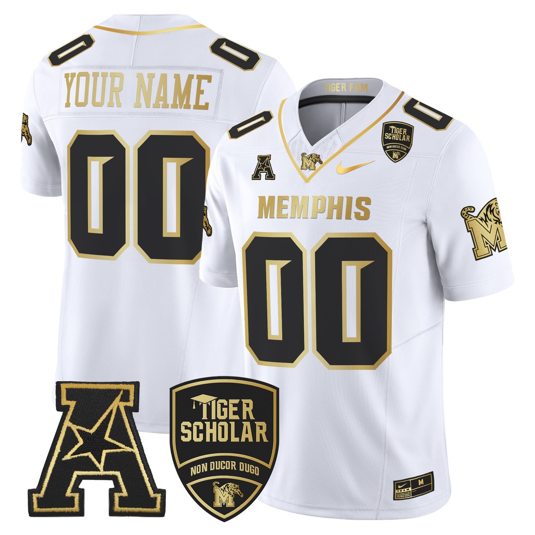 Memphis Tigers 2024 Gold Vapor Limited Custom Jersey White Gold - All Stitched