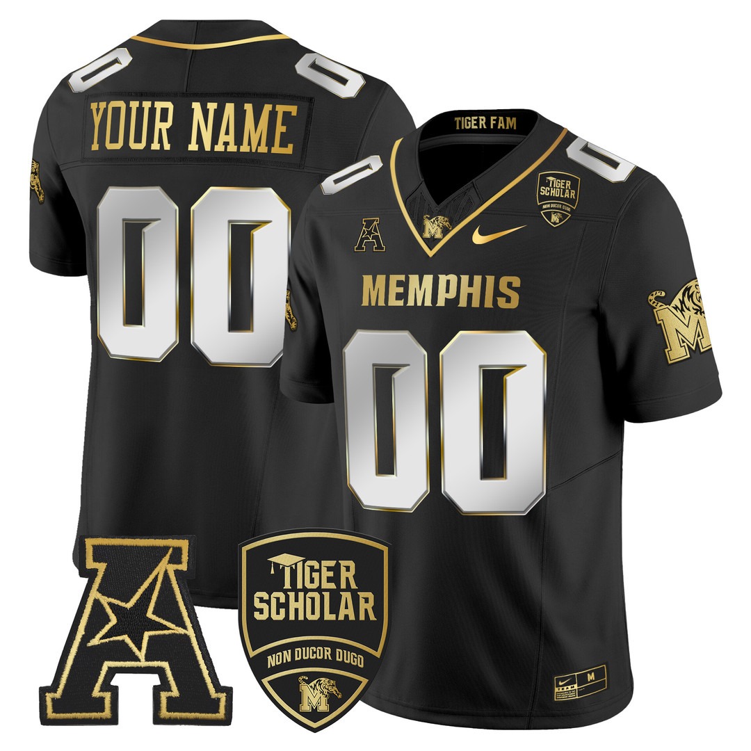 Memphis Tigers 2024 Gold Vapor Limited Custom Jersey Black Limited - All Stitched