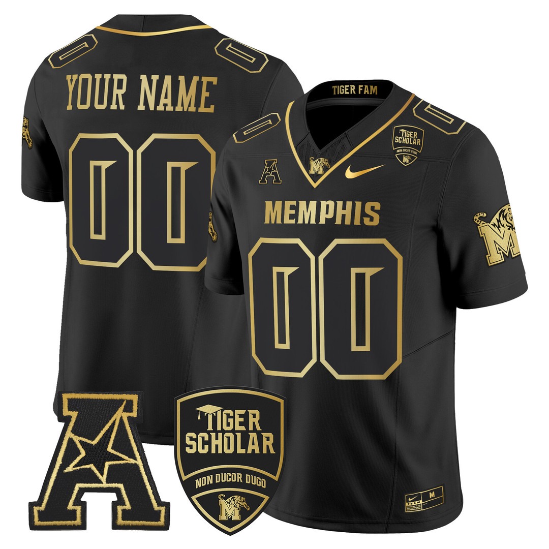 Memphis Tigers 2024 Gold Vapor Limited Custom Jersey Black Gold - All Stitched