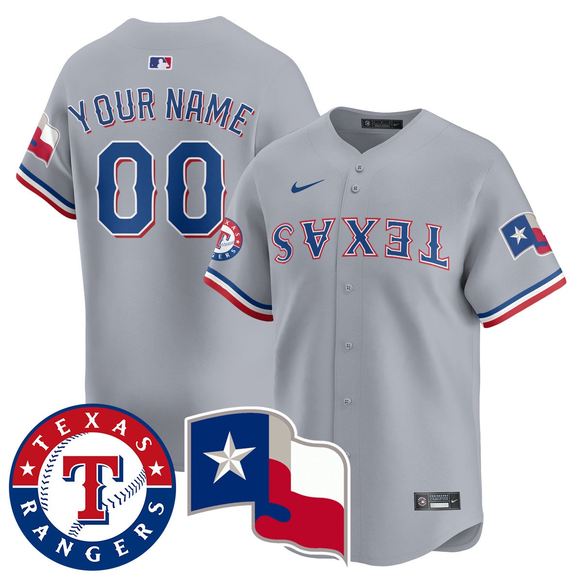 True Brvnd x Texas Rangers Active Player Custom Grey Limited Stitched Baseball Jersey