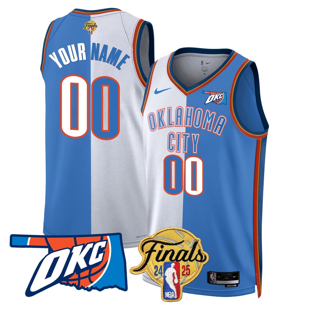 Oklahoma City Thunder Active Player Custom NBA 2024-25 Finals Patch Split Stitched Basketball Jersey
