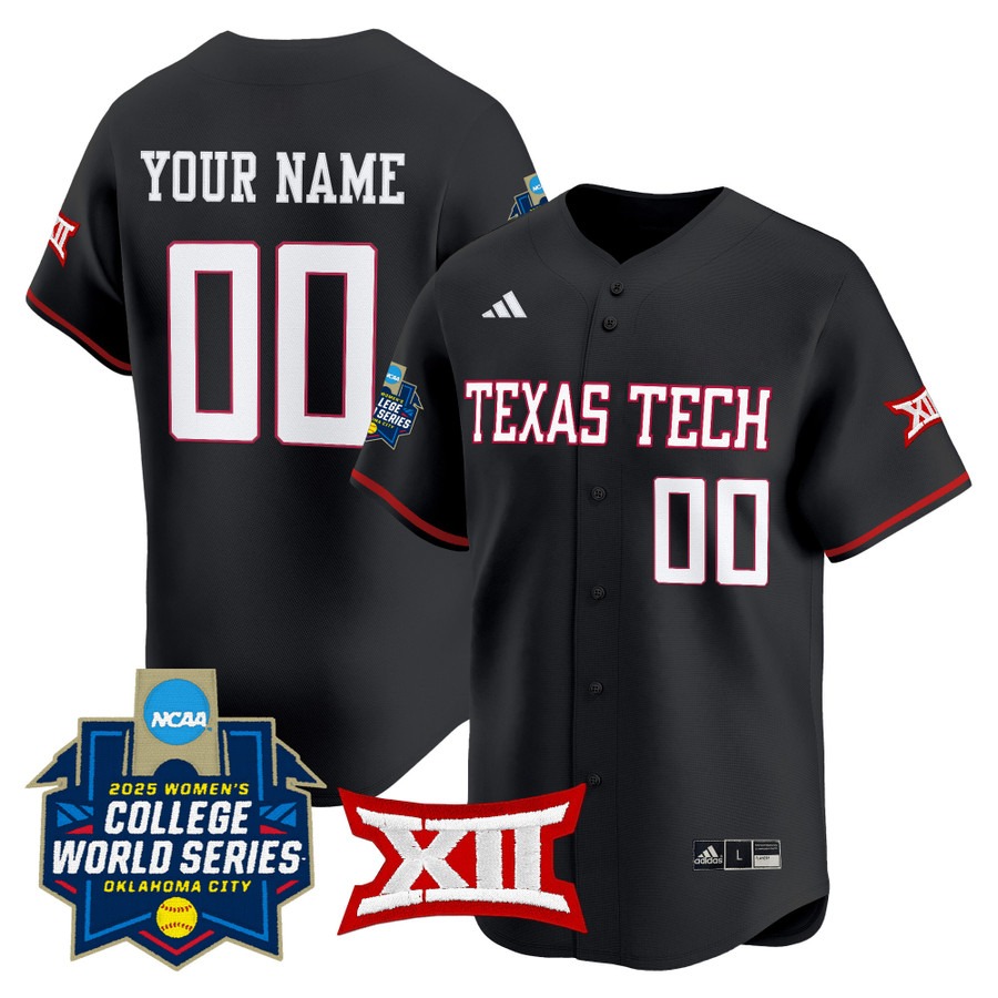 Texas Tech Red Raiders Softball Active Player Custom Black 2025 WCWS Limited Stitched Baseball Jersey Texas Tech Red Raiders Softball Active Player Custom Black 2025 WCWS Limited Stitched Baseball Jersey
