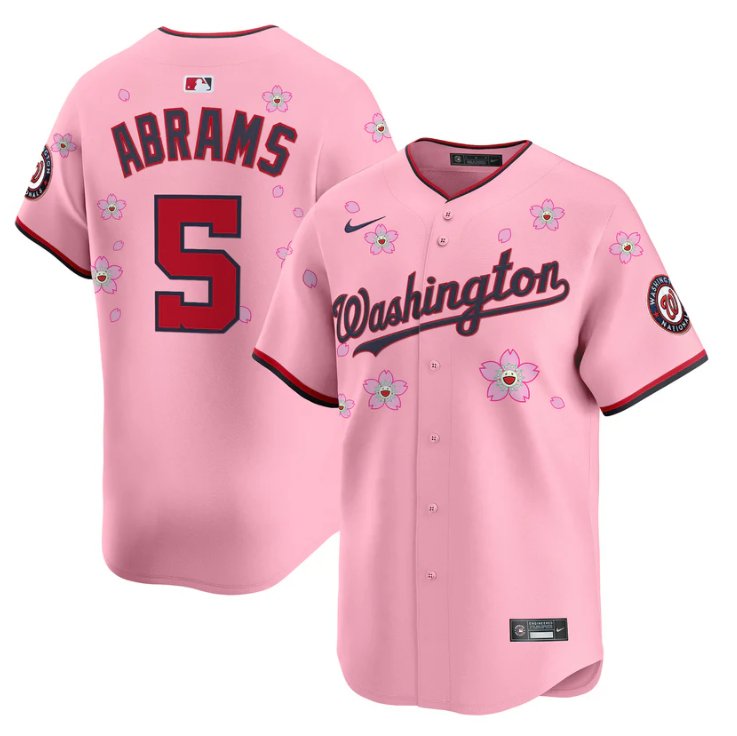 Men's Washington Nationals #5 CJ Abrams Cherry Blossom  Limited Stitched Jersey