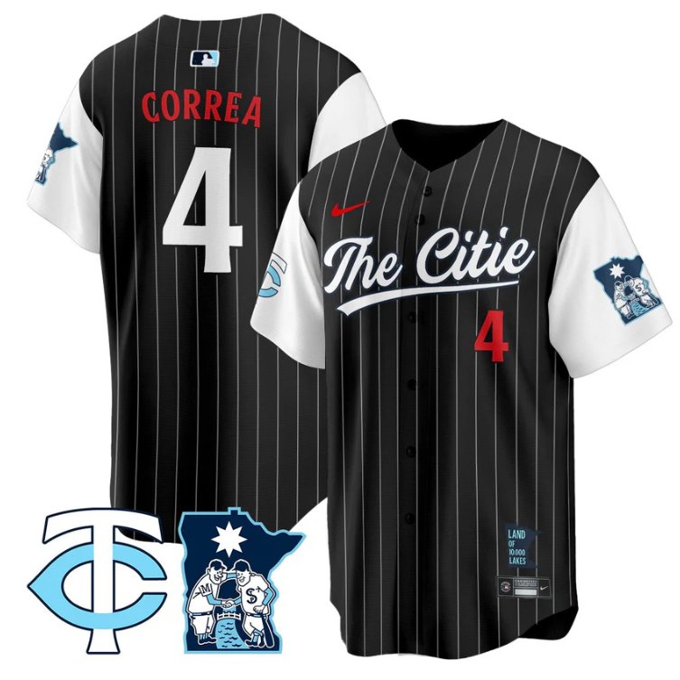 Men's Carlos Correa Jersey #4 Minnesota Twins 2025 City Connect Concept Stitched Black
