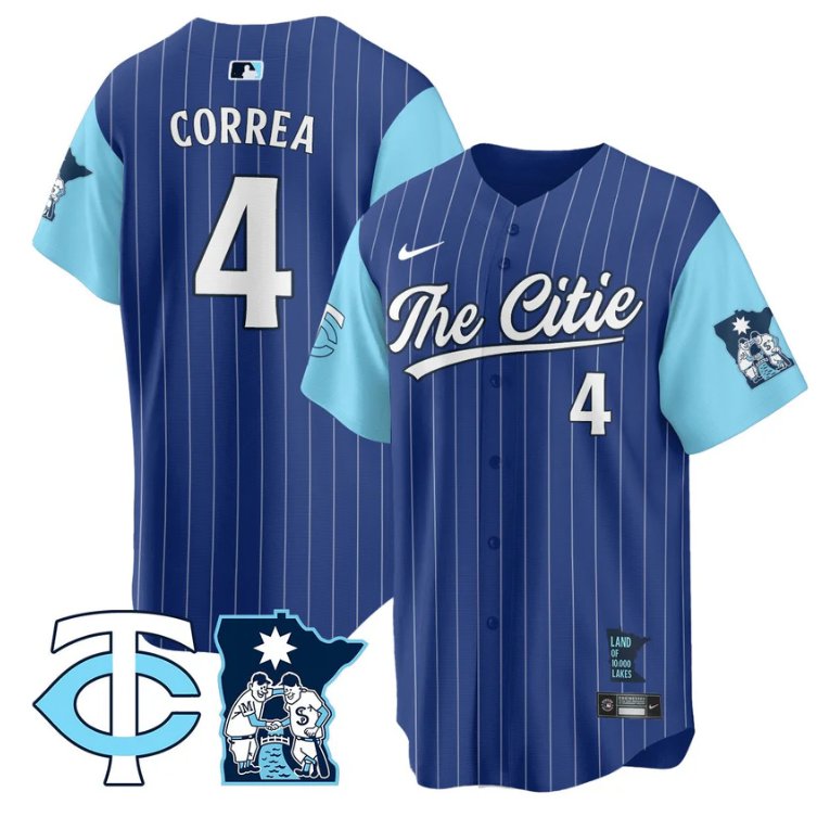 Men's Carlos Correa Jersey #4 Minnesota Twins 2025 City Connect Concept Stitched Royal