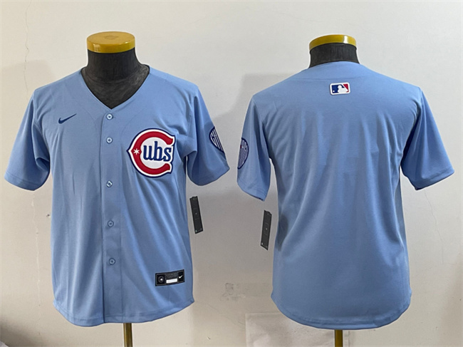 Youth Chicago Cubs Blank Blue 2024-25 2nd Alternate Limited Stitched Baseball Jersey