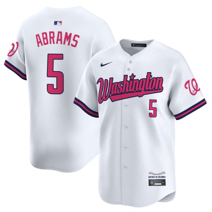 Men's Washington Nationals #5 CJ Abrams Vapor Limited Stitched Jersey White