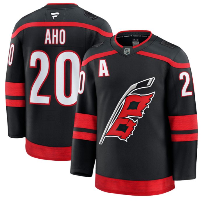 Men's Sebastian Aho Jersey #20 Carolina Hurricanes Premium All Stitched Black