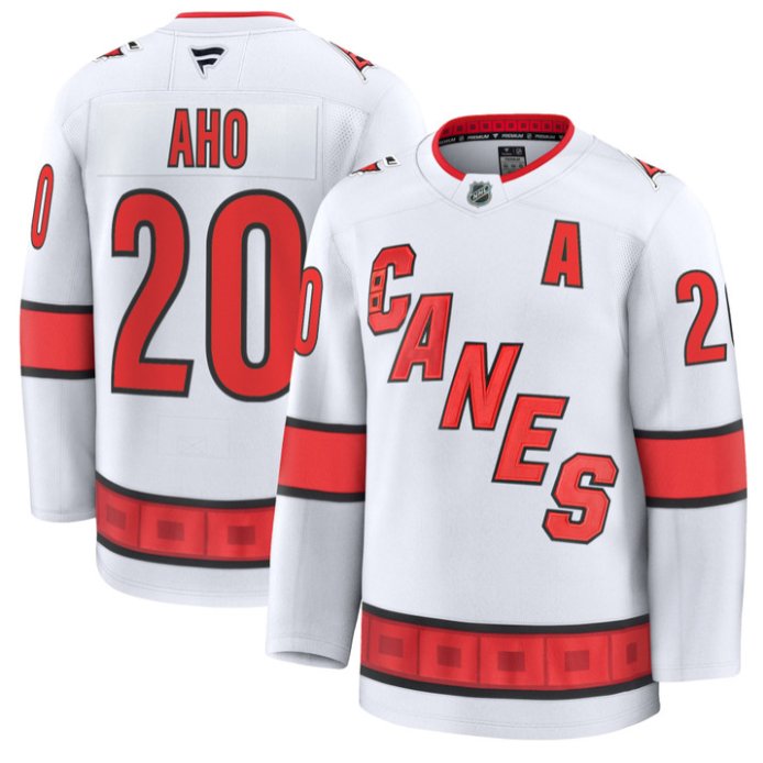 Men's Sebastian Aho Jersey #20 Carolina Hurricanes Premium All Stitched White