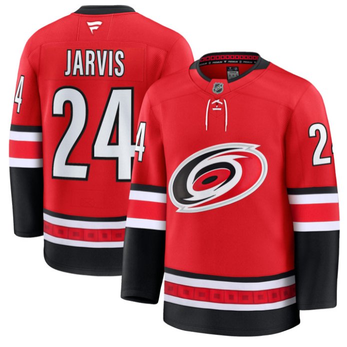 Men's Seth Jarvis Jersey #24 Carolina Hurricanes Premium All Stitched Red