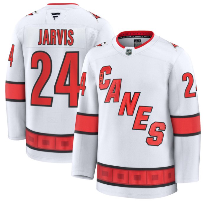 Men's Seth Jarvis Jersey #24 Carolina Hurricanes Premium All Stitched White