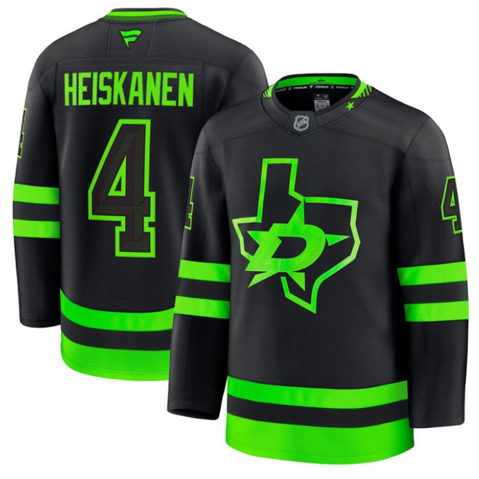 Men's Miro Heiskanen Jersey #4 Dallas Stars Premium All Stitched Black