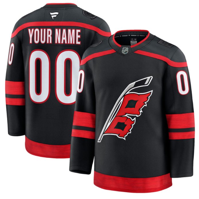 Custom Carolina Hurricanes Jersey Name and Number Premium All Stitched Black