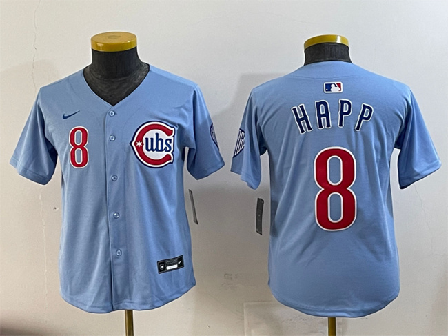 Youth Chicago Cubs #8 Ian Happ Blue 2024-25 2nd Alternate Limited Stitched Baseball Jersey