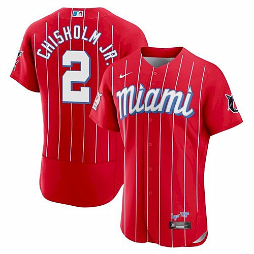 Youth Miami Marlins #2 Jazz Chisholm Jr Red City Connect Flex Base Stitched Baseball Jersey