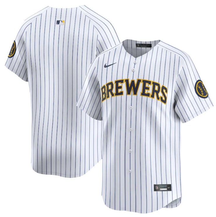 Men's Milwaukee Brewers Blank White Alternate Limited Stitched Baseball Jersey