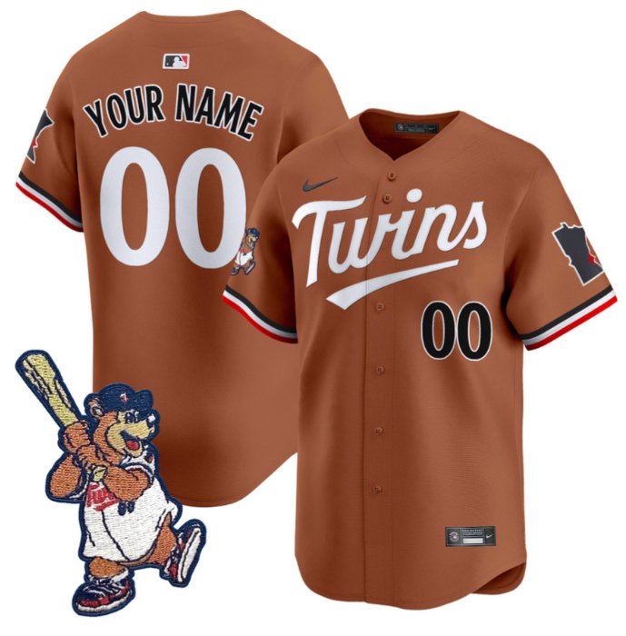 Custom Minnesota Twins Jersey Nike T.C. Bear Patch Limited Stitched