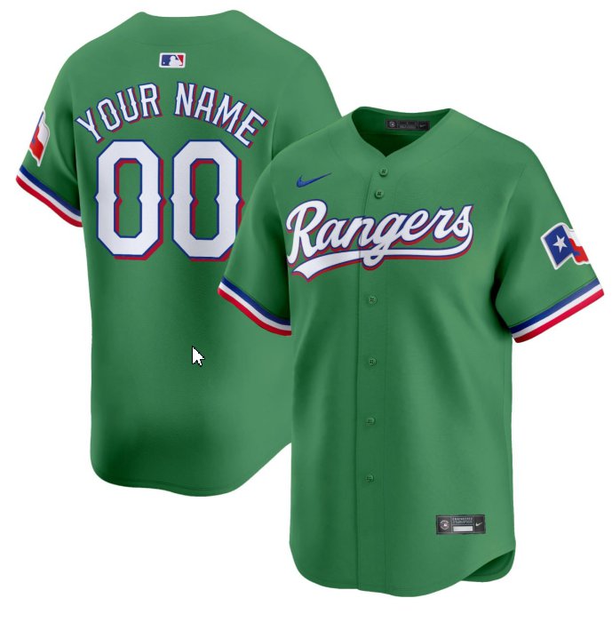 Custom Texas Rangers Nike Green Limited Stitched Baseball Jersey