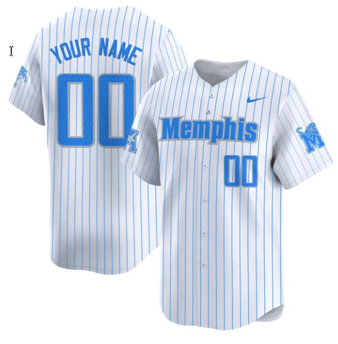 Custom Memphis Tigers Nike White Pinstripe Stitched Baseball Jersey
