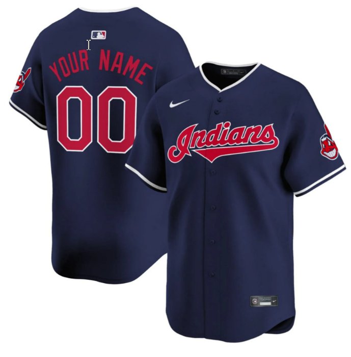 Custom Cleveland Indians Limited Jersey Name and Number Navy All Stitched