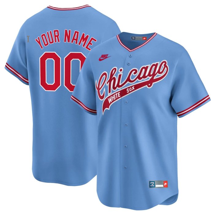 Custom Chicago White Sox Nike Light Blue 1972 Throwback Stitched Jersey