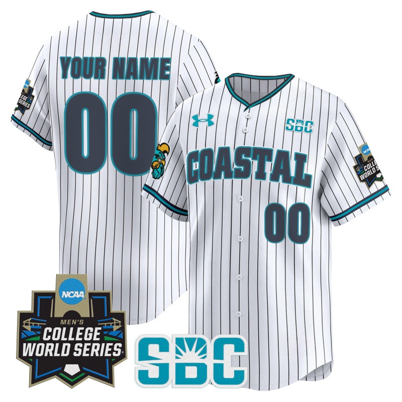 Coastal Carolina Baseball Chanticleers Custom Stripe 2025 NCAA MCWS Limited Jersey - All Stitched