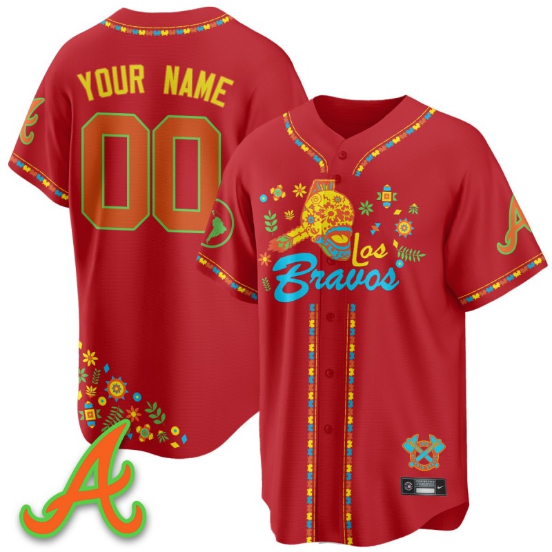 2025 'Los Bravos' Custom Atlanta Braves Nike Red Baseball Jersey V2 - All Stitched