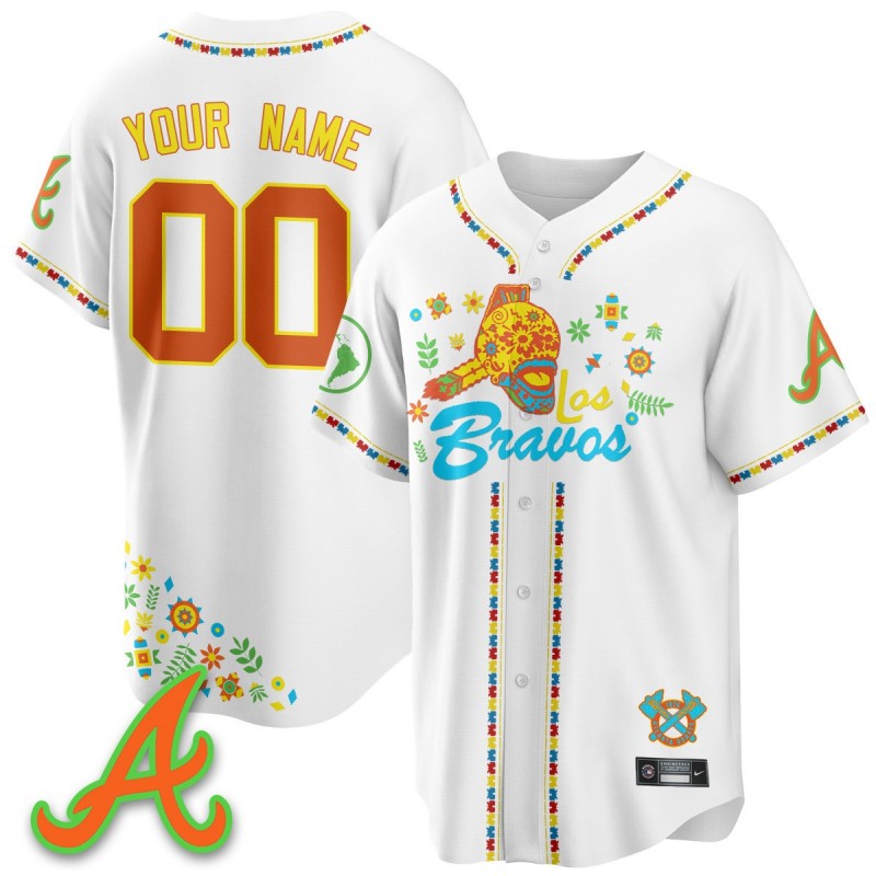 2025 'Los Bravos' Custom Atlanta Braves Nike White Baseball Jersey V2 - All Stitched