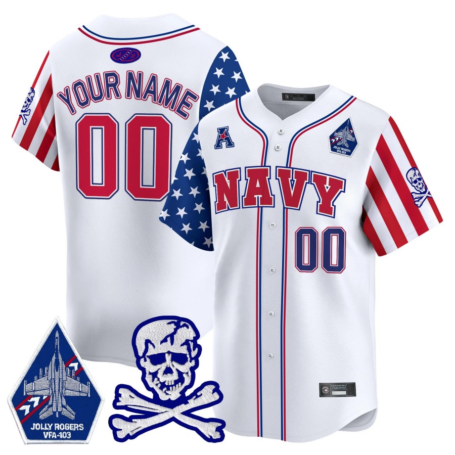 Navy Midshipmen 2025 Independence Day Custom White NCAA Baseball Limited Jersey - All Stitched